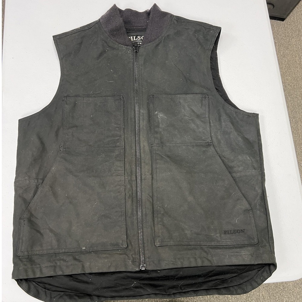 Filson Quilted Vest Mens Large Black PrimaLoft Insulated Full Zip Workwear A4